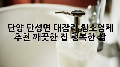 단양 단성면 대잠리 청소업체 추천: 깨끗한 집, 행복한 삶! ✨